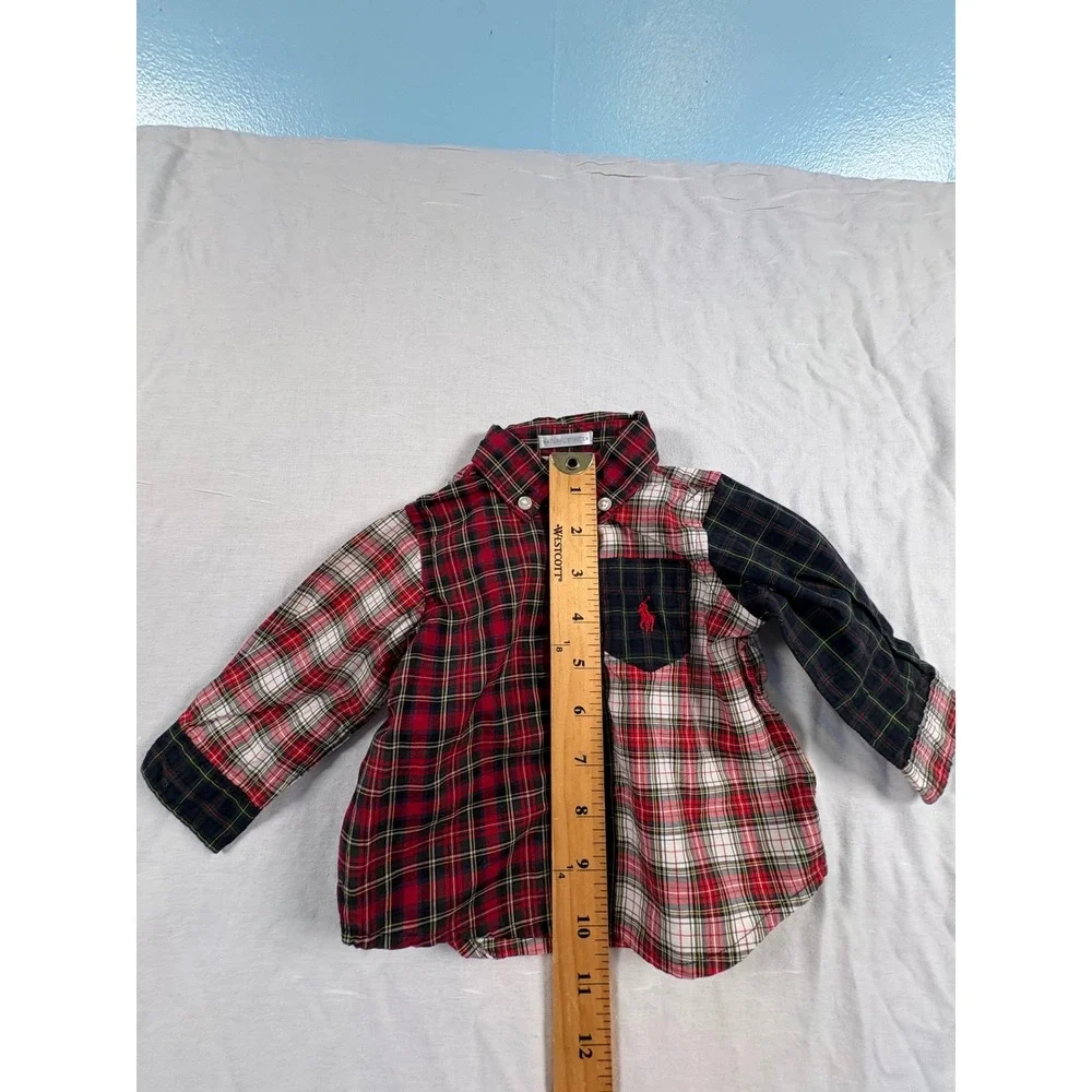 Ralph Lauren Plaid Button Down‎ Shirt Kids 3M Multi Color Patchwork Pony Logo
